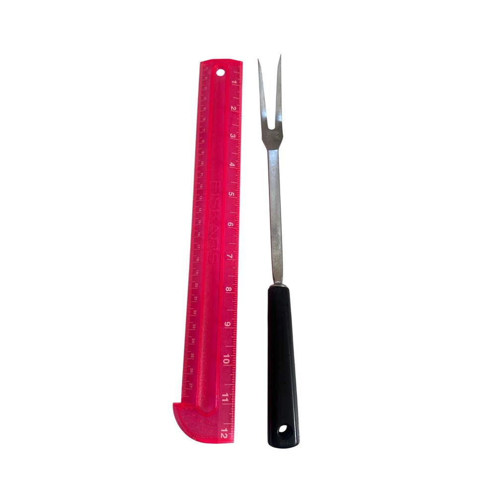 Vintage‎ Androck Stainless Steel Meat Carving Fork Black Handle Made in USA